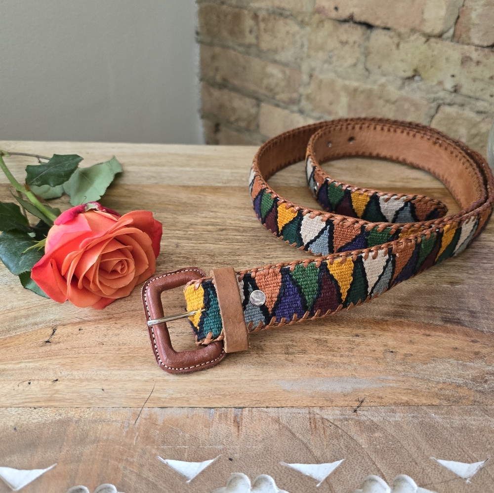 🏜 Vintage Bohemian 100% Leather Geometric Belt